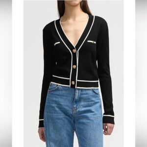 NVLT Black and White Women's Cardigan Sweater size Large NWT